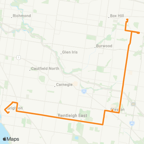 PTV - Public Transport Victoria Blackburn - Middle Brighton map