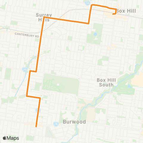 PTV - Public Transport Victoria Box Hill Station - Burwood map