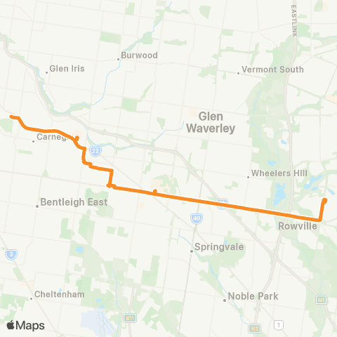 PTV - Public Transport Victoria Stud Park SC (Rowville) - Caulfield map
