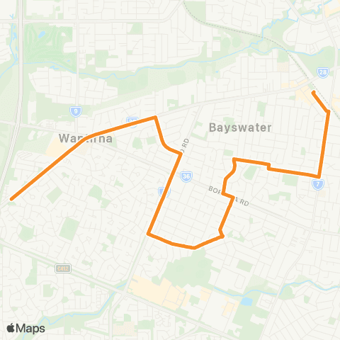 PTV - Public Transport Victoria Knox City SC - Bayswater map