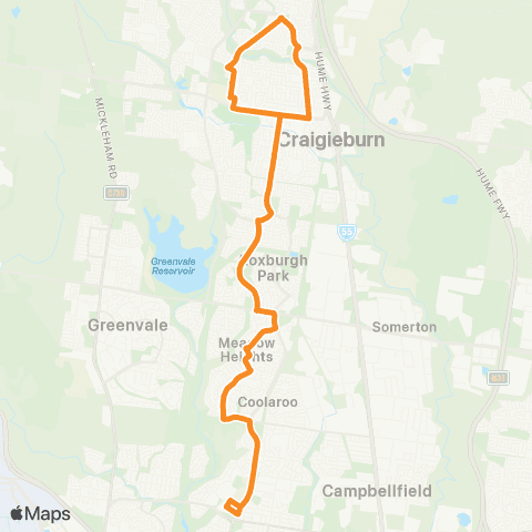 PTV - Public Transport Victoria Craigieburn - Broadmeadows Station map