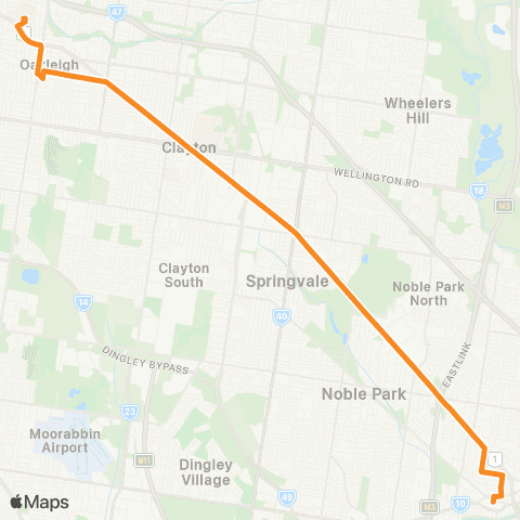 PTV - Public Transport Victoria Chadstone SC - Dandenong map