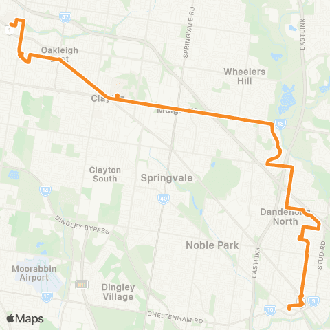 PTV - Public Transport Victoria Chadstone SC - Dandenong map