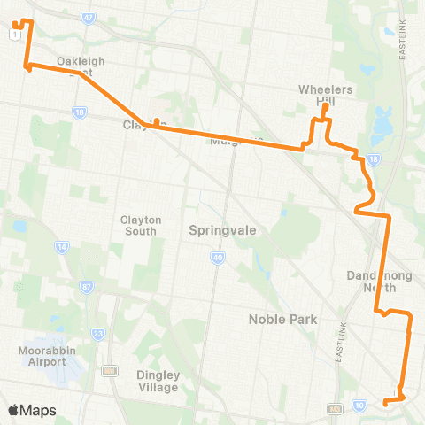 PTV - Public Transport Victoria Chadstone SC - Dandenong map