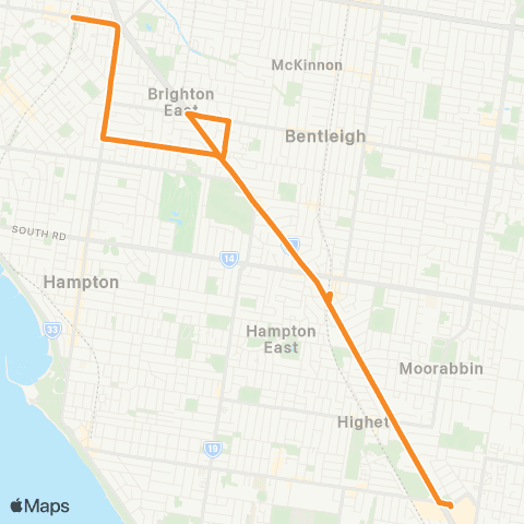 PTV - Public Transport Victoria Southland SC - North Brighton map
