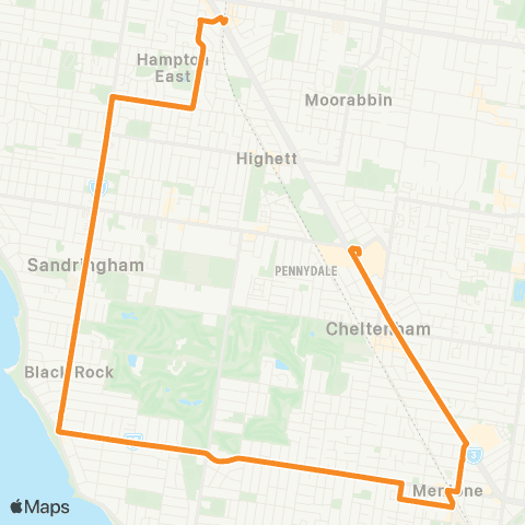 PTV - Public Transport Victoria Southland SC - Moorabbin map