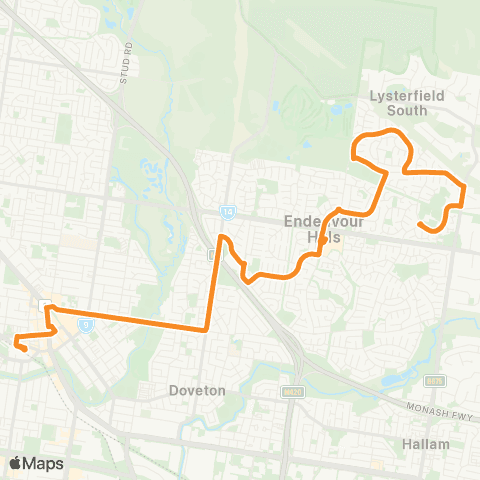 PTV - Public Transport Victoria Endeavour Hills - Dandenong Station map