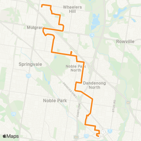 PTV - Public Transport Victoria Brandon Park SC - Dandenong map