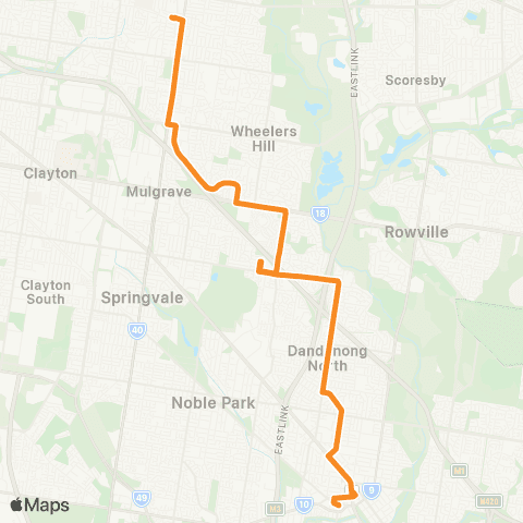PTV - Public Transport Victoria Glen Waverley - Dandenong map