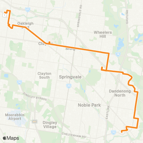 PTV - Public Transport Victoria Chadstone SC - Dandenong map
