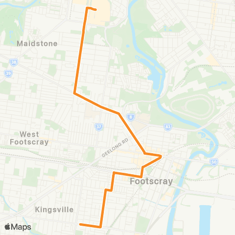 PTV - Public Transport Victoria Yarraville - Highpoint SC map