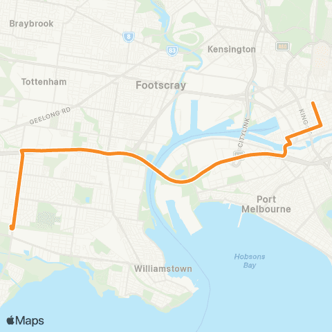 PTV - Public Transport Victoria Altona N - City (Queen Victoria Market) map