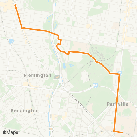 PTV - Public Transport Victoria Melbourne University - Moonee Ponds map