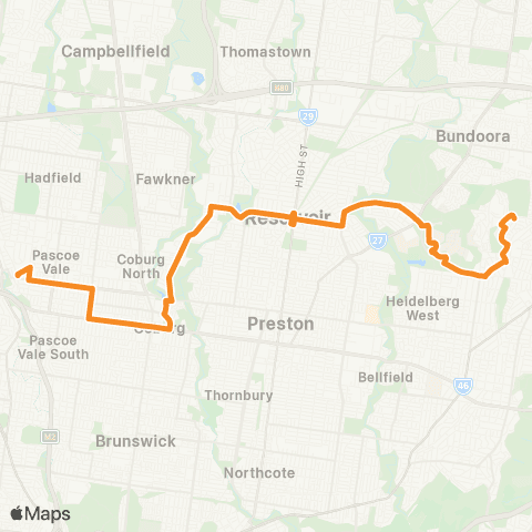 PTV - Public Transport Victoria Macleod - Pascoe Vale map