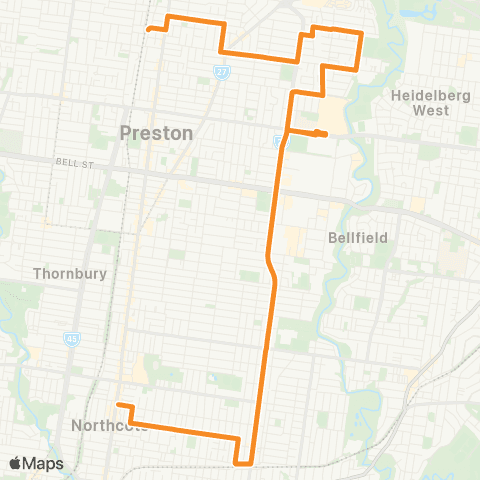 PTV - Public Transport Victoria Northcote - Regent map