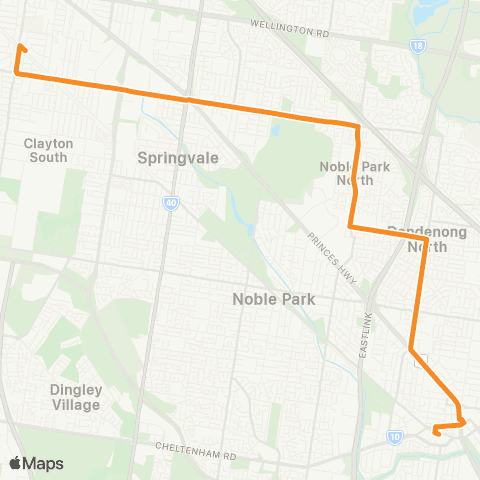 PTV - Public Transport Victoria Dandenong Station - Clayton Station map