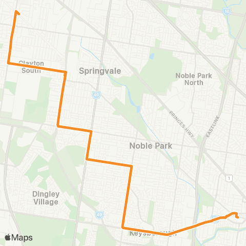 PTV - Public Transport Victoria Dandenong Station - Clayton Station map