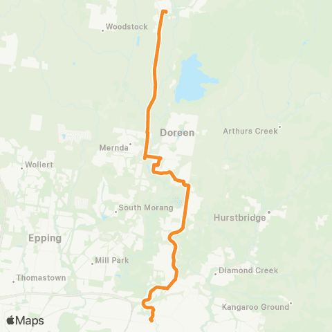 PTV - Public Transport Victoria Mernda Sta / Whittlesea - Greensborough map