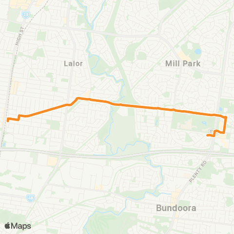 PTV - Public Transport Victoria Thomastown - Bundoora RMIT map