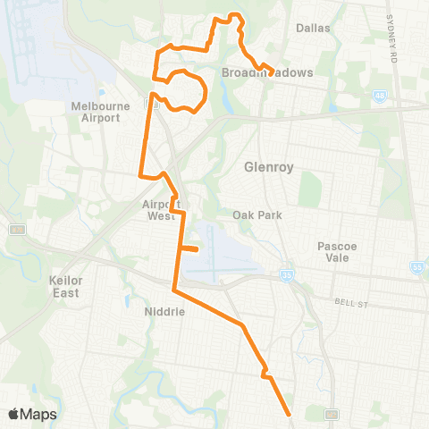 PTV - Public Transport Victoria Broadmeadows Station - Moonee Ponds map