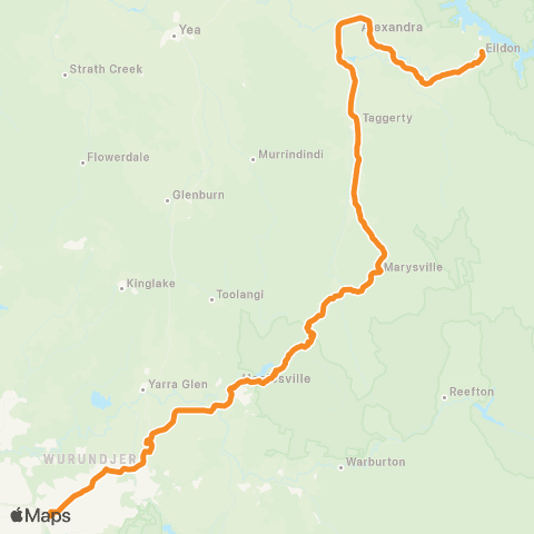 PTV - Public Transport Victoria Ringwood - Eildon map