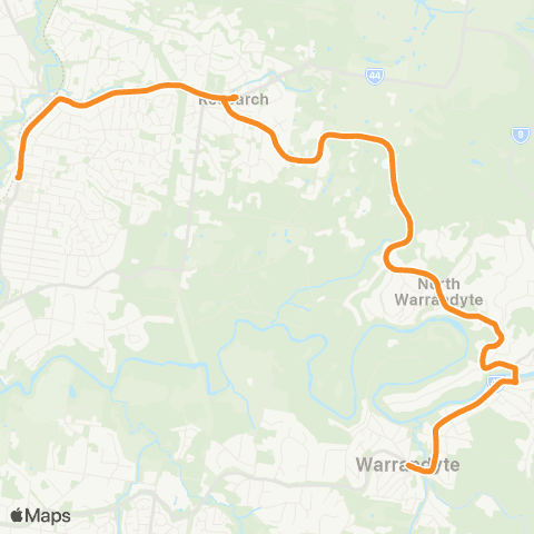 PTV - Public Transport Victoria Eltham - Warrandyte map