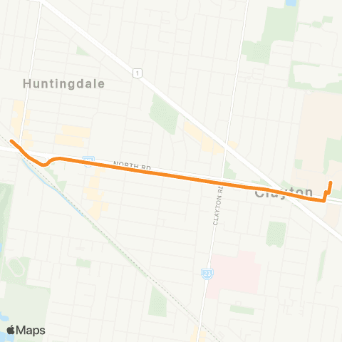 PTV - Public Transport Victoria Huntingdale Sta - Monash Univ (Clayton) map