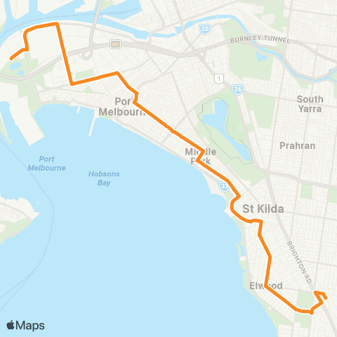 PTV - Public Transport Victoria Fishermans Bend - Elsternwick Station map