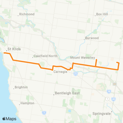 PTV - Public Transport Victoria Glen Waverley - St Kilda map