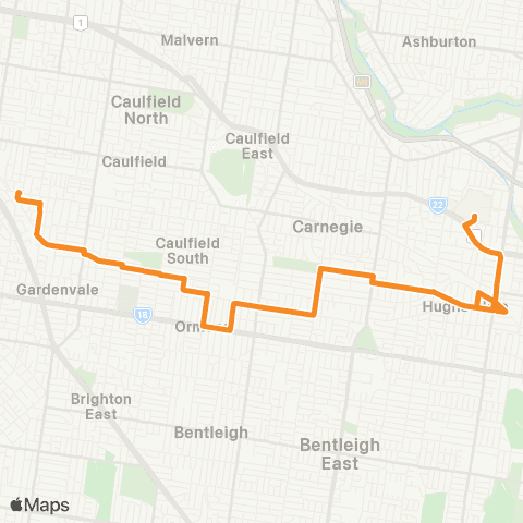 PTV - Public Transport Victoria Elsternwick - Chadstone SC map