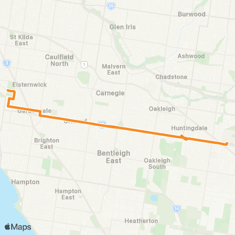 PTV - Public Transport Victoria Monash University - Elwood map