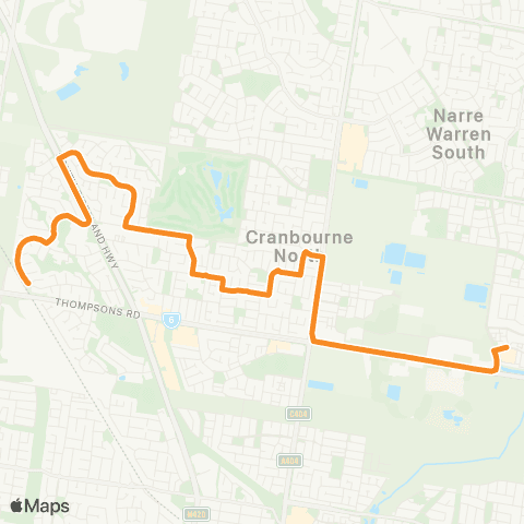 PTV - Public Transport Victoria The Av Village SC - Merinda Park Station map