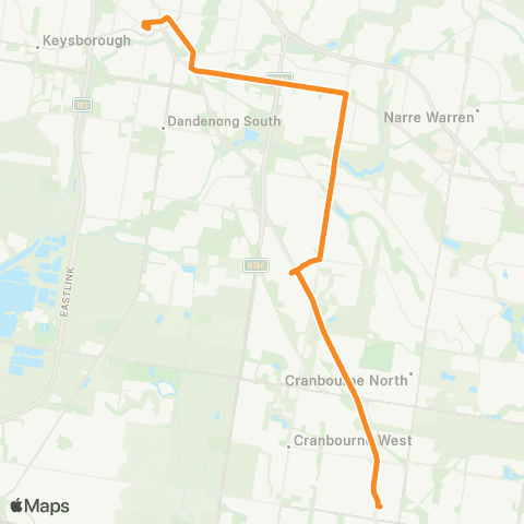 PTV - Public Transport Victoria Cranbourne Park SC - Dandenong Station map