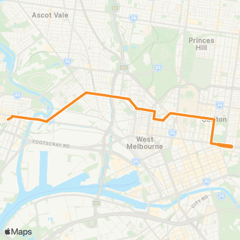 PTV - Public Transport Victoria Footscray Station - East Melbourne map