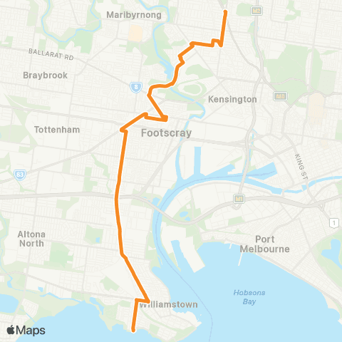 PTV - Public Transport Victoria Moonee Ponds - Williamstown map