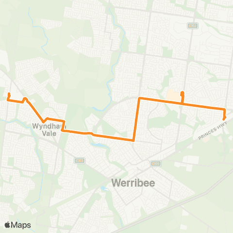 PTV - Public Transport Victoria Wyndham Vale Sta - Hoppers Crossing Sta map