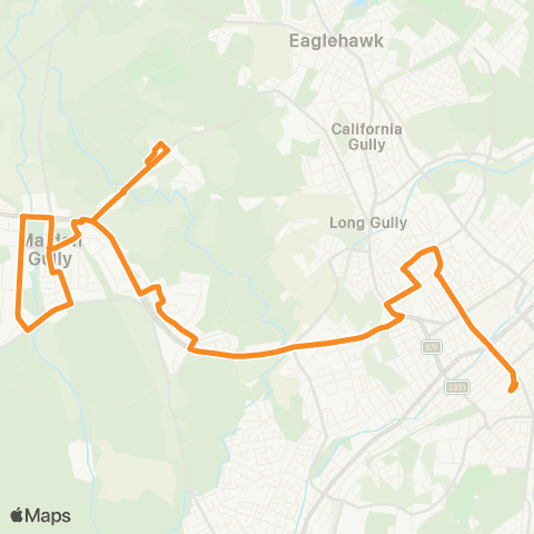 PTV - Public Transport Victoria Maiden Gully - Bendigo Station map