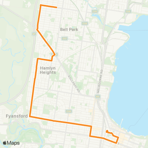 PTV - Public Transport Victoria Bell Post Hill - Geelong Station map