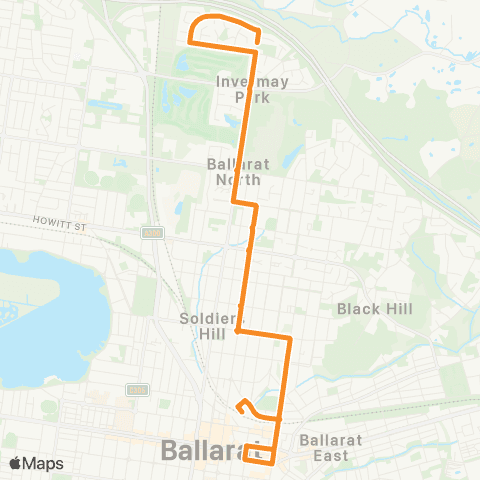 PTV - Public Transport Victoria Invermay Park - Ballarat Station map