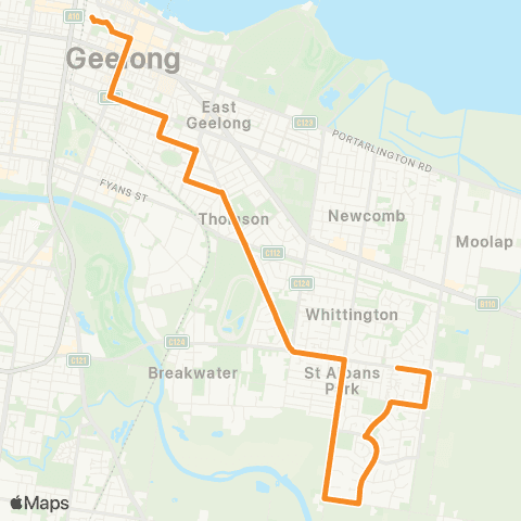 PTV - Public Transport Victoria Miners Rest - Wendouree Station map