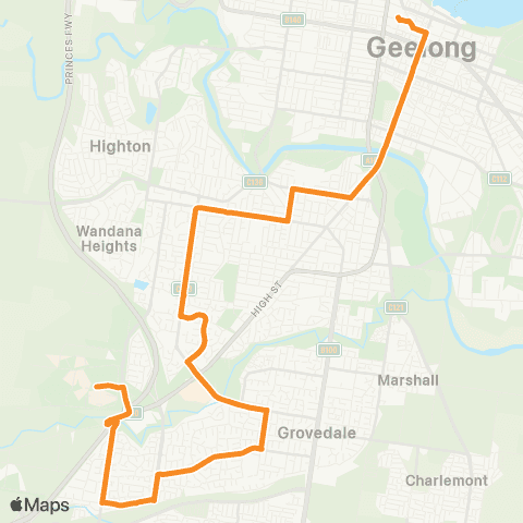 PTV - Public Transport Victoria Southside map