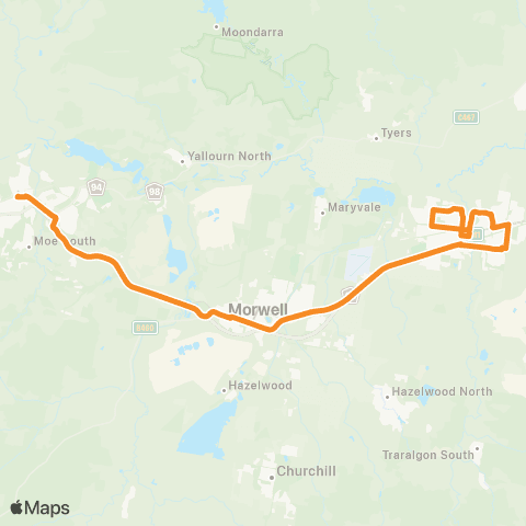 PTV - Public Transport Victoria Moe - Traralgon map
