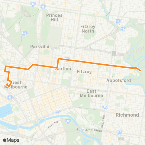 PTV - Public Transport Victoria Yarra Bend - North Melbourne Station map