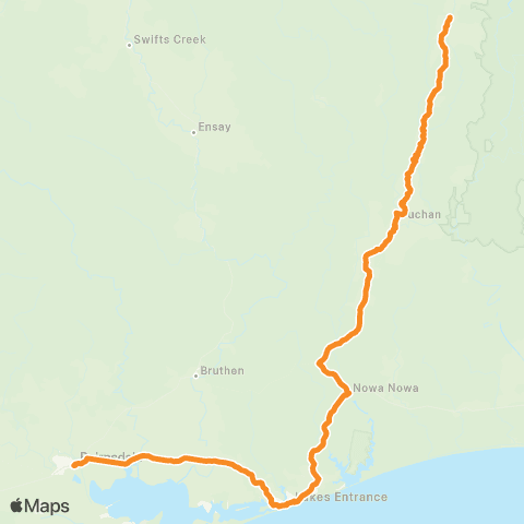 Victoria Regional Buses Gelantipy - Bairnsdale via Lakes Entrance map