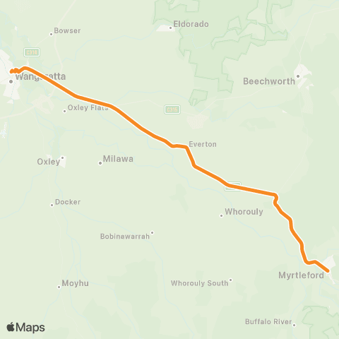 Victoria Regional Buses Wangaratta - Myrtleford via Wangaratta map