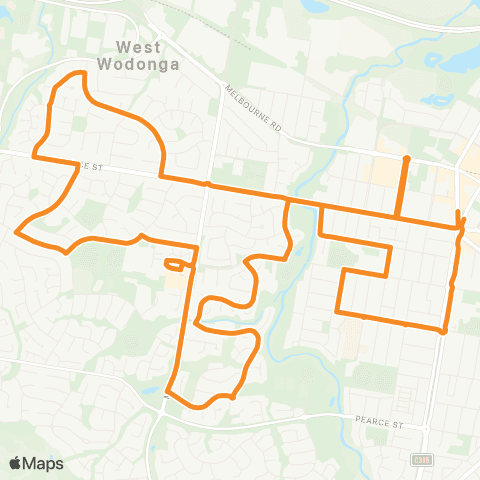 Victoria Regional Buses Wodonga via Gayview Drive map