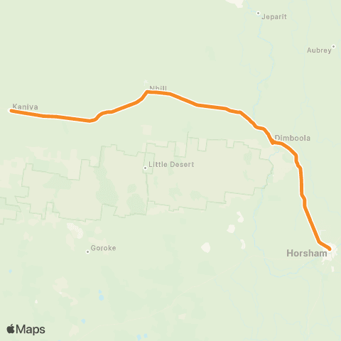 Victoria Regional Buses Kaniva - Horsham via Dimboola, Nhill map