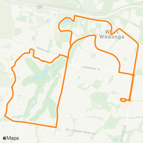 Victoria Regional Buses West Wodonga via West Wodonga map