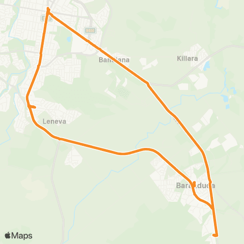 Victoria Regional Buses Baranduda via Baranduda map