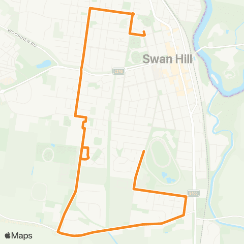Victoria Regional Buses Swan Hill via Swan Hill map